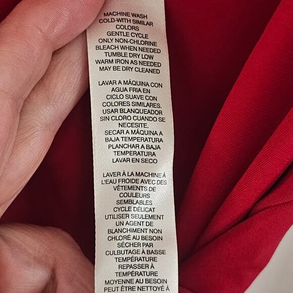 Chicos Red Tie-Front Detail V-Neckline 3/4 Sleeves Draped Silhouette Chic Casual - Picture 4 of 8